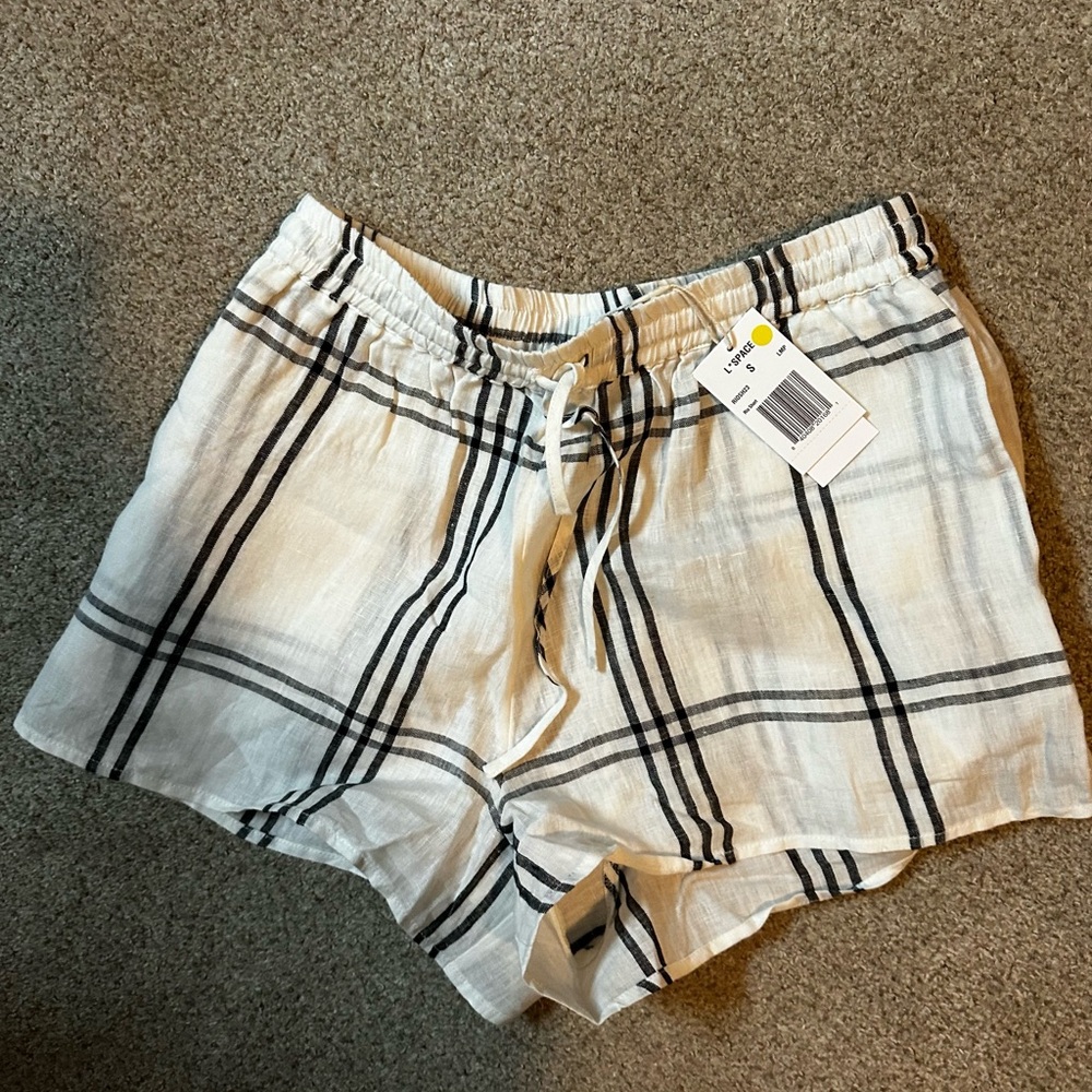 L*SPACE | Rio Linen Cover-Up Drawstring Shorts Flannel - Picture 7 of 8